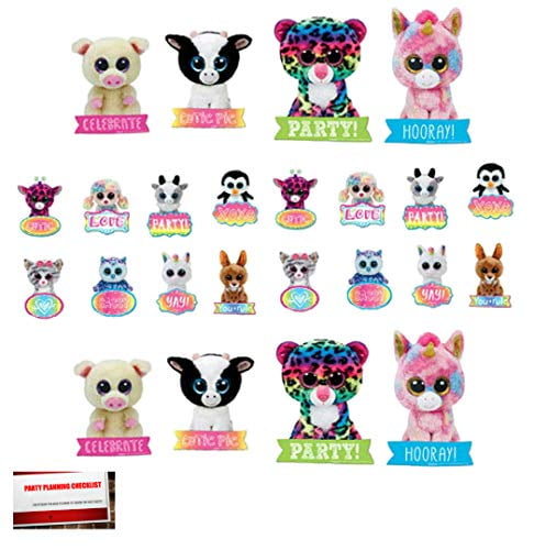 Beanie Boo 24 Stand-Up Pre-Cut Wafer Paper Cup cake Toppers 