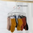 thumbnail image 3 of Stainless Steel Sock Drying Rack with 50 Clips, Swivel Wind-Proof Hook Clothes Hanger Dryer for Sock, Underwear, Bra, Laundry Accessories, 3 of 5
