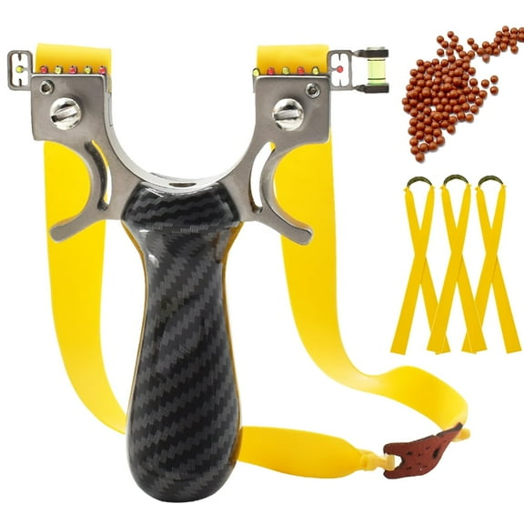 Runzkzy Outdoor Fast Pressure Slingshot Large Brace Head Stainless Steel Catapult Flat Leather Slingshot and Clay Pellet