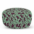 thumbnail image 1 of Abstract Pouf Cover with Zipper, Illustration of Smoke Shapes and Spiral Curved Folds Art Print, Soft Decorative Fabric Unstuffed Case, 30" W X 17.3" L, Almond Green and Dark Fuchsia, by Ambesonne, 1 of 5
