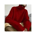 thumbnail image 3 of Suéter de cuello alto para mujer, moda coreana, otoño e invierno, suelto, negro, manga larga, color sólido, sencillo, informal, pulóveres para mujer, 3 of 5