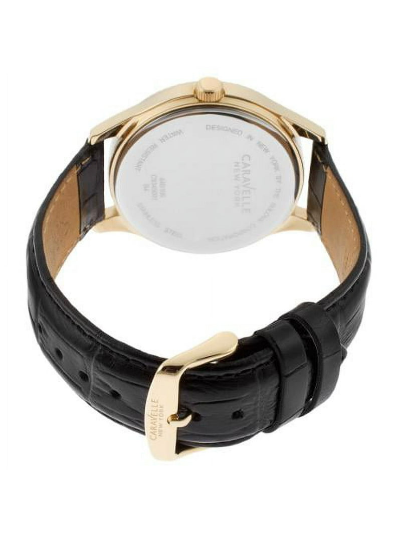 Caravelle Men's 44B106 Gold Leather Japanese Quartz Fashion Watch