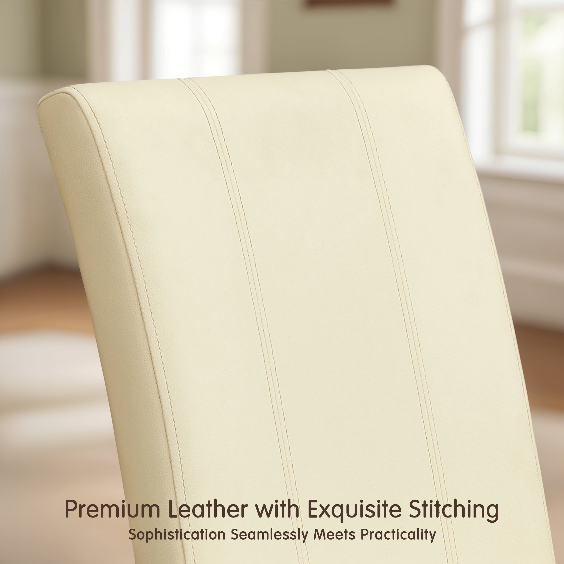 Subrtex Modern Parsons Faux Leather Dining Chairs Set of 2 Upholstered Dining Chairs–White