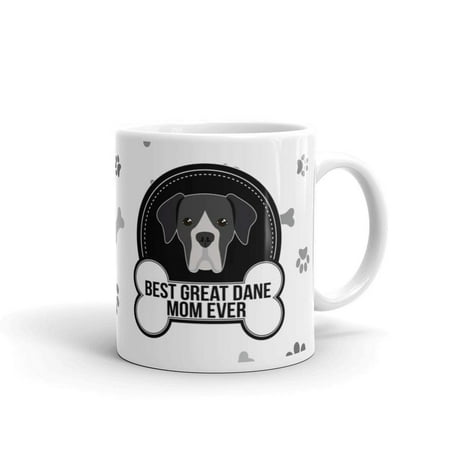 

Mom Birthday Dog Owner Mug Best Great Dane Mom Ever Paw Pattern Unique Novelty Ceramic Tea Cup 15oz