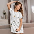 thumbnail image 3 of Naloa Rabbit Blowing Dandelions Print Women Nightgowns,Womens Loungewear,Short Sleeve Sleepwear,Comfy Ladies Nightdress, 3 of 6