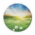 thumbnail image 1 of Spring Mouse Pad for Computers, Dandelion Flower Field Meadow Rural Grass Vivid Sunset Clouds Idyllic Image, Round Non-Slip Thick Rubber Modern Mousepad, 8" Round, Lime Green Blue, by Ambesonne, 1 of 2