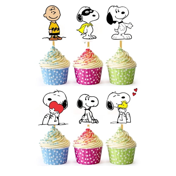 24x Cute Dog Cupcake Toppers – Strong Picks Happy Birthday Décor, Cupcake Decorations for Kids' Birthdays
