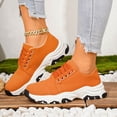 thumbnail image 2 of HEWUQI Women's Leather Slip on Fashion Lace up Tennis Sneakers Road Running Athletic Gym Lightweight Jogging Hiking Shoes Orange Size 6.5, 2 of 6