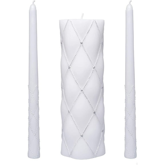Hosley 11.5 inch High, White Wedding Unity Candle Set