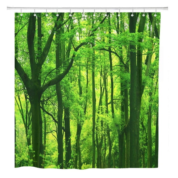 Cynlon Forest Tree Nature Green Bathroom Decor Bath Shower Curtain 66x72 Inch Walmart Com Walmart Com