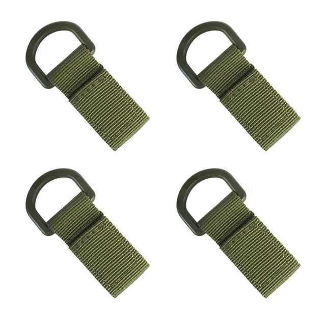 4 hebillas de correa de nailon con ganchos para colgar en el cinturón, llavero multiusos, mosquetón en forma de D Verde