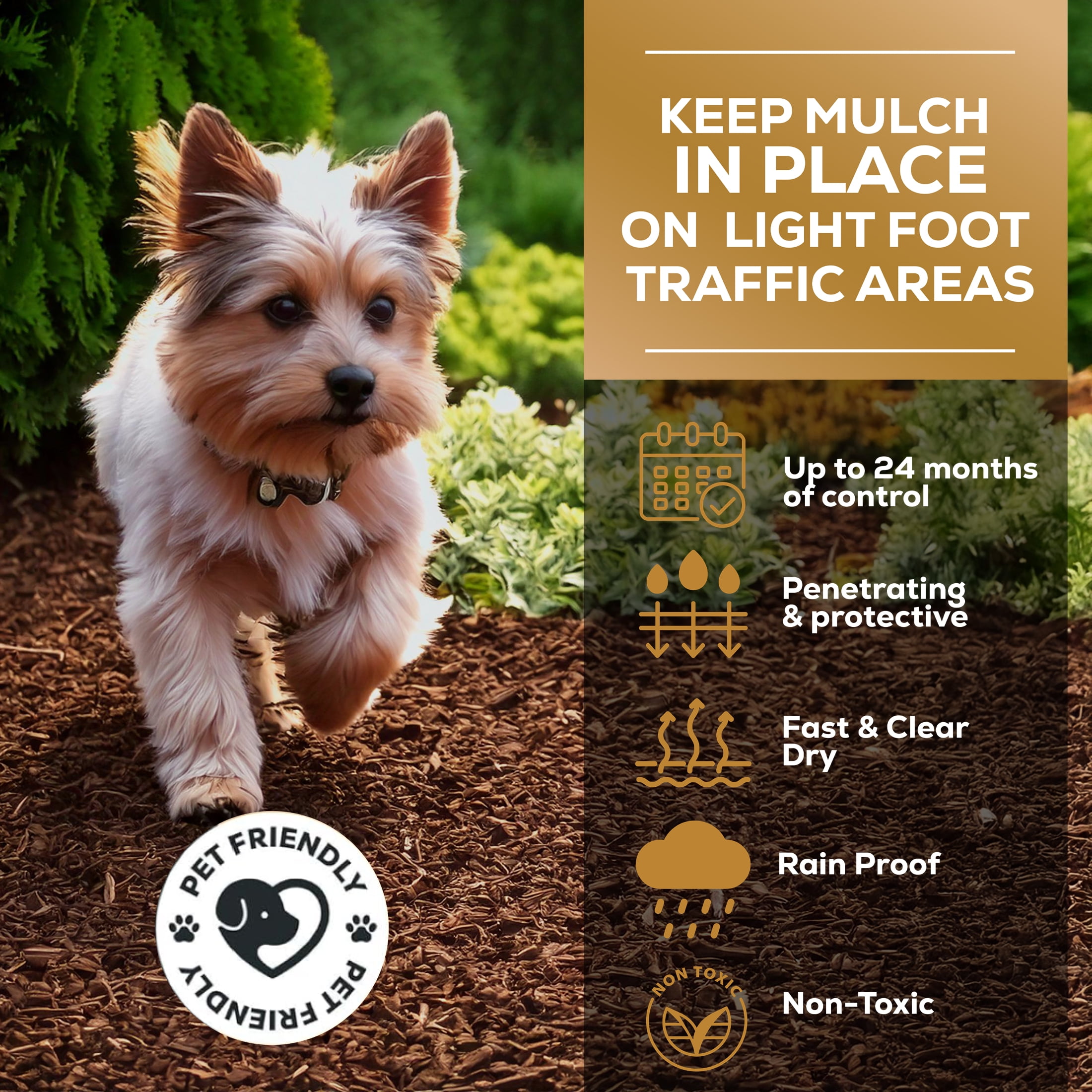 DOMINATOR XL Mulch Anchor 1 Gallon: Mulch Glue and Pea Gravel Stabilizer, Ready to Use Spray, Lasts up to 2 Years, Fast-Dry, Non-Toxic, 150 Sq ft Coverage ,