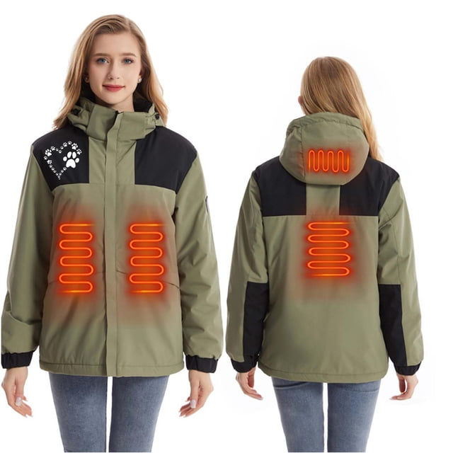 RXIRUCGD USB Intelligent Constant Temperature Heated Windproof Plus Size Coat For Men And Women Winter 4 Heated Jacket Coat( Army Green, Size:M )