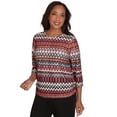 thumbnail image 3 of Alfred Dunner Womens  Geometric Crew Neck Ruched Side Top, 3 of 6