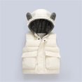 thumbnail image 2 of Boys Puffer Vest 5T Kids Toddler Baby Girls Boys Autumn Winter Warm Thick Ear Cotton Hooded Long Sleeve Vest Jacket Clothes Z0G-White, 1-2 Years, 2 of 4