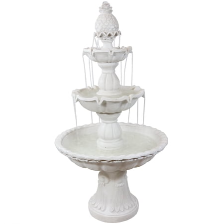 Sunnydaze 59 H Electric Fiberglass 3-Tier Welcome Pineapple Top Outdoor Water Fountain
