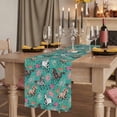 thumbnail image 6 of Pink Flowers Cotton Linen Table Runner for Dining Kitchen, Black Brown White Horse Country Retro Teal Wedding Outdoor Party Tablerunners, Dresser Scarf Coffee Tablecloth Runners 13x36 Inches, 6 of 8