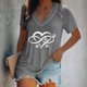thumbnail image 2 of Blusa de manga corta con cuello en V informal para mujer a la moda, camisetas de verano Fridja  ghk6361, 2 of 6