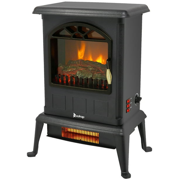 Freestanding Infrared Quartz Fireplace 3d Portable Electric Heaters For Indoor With Realistic Flame Effect 4 Stable Legs Space Heater Use Etl Certified Q7749 Com Space Heaters Fireplace Heater, Electric Portable Fireplace Heaters