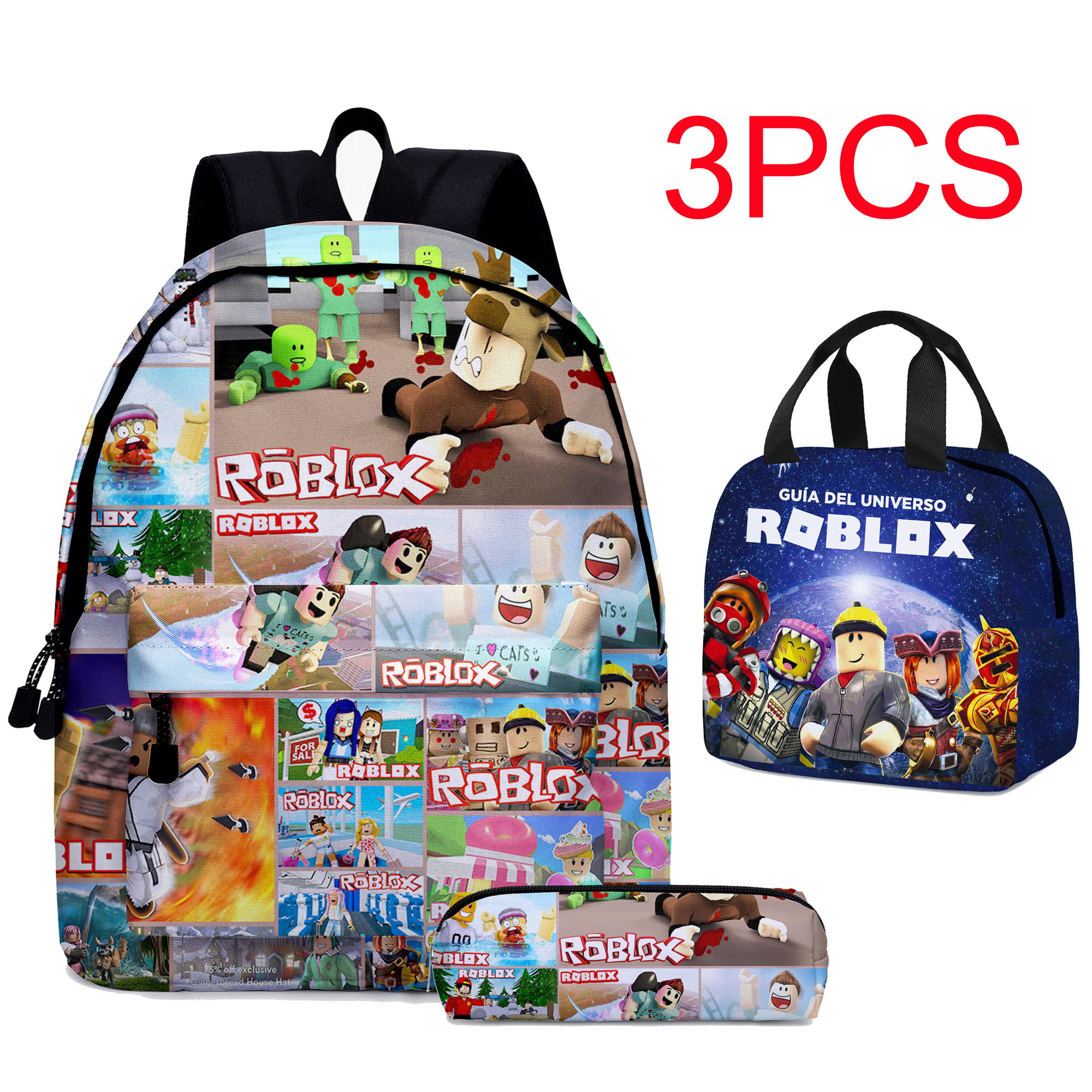 2020 Roblox Kids School Backpack Set 4PCS Shoulder Bag Lunch Bag Pencil Case Lot 