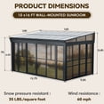 thumbnail image 2 of Erinnyees 10' x 16' Wall Mounted Sunroom Gazebo,All-Season Patio Gazebo Sunroom with Side Door,Outdoor Permanent Sunroom,Grey, 2 of 8