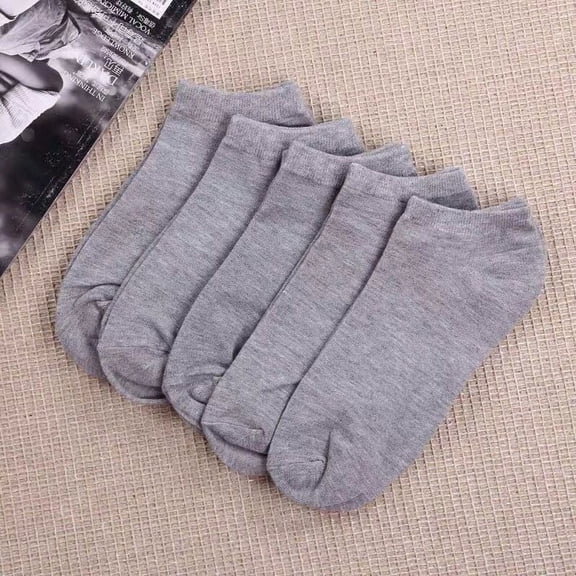 Unisex No Show Boat Socks, Breathable Moisture Wicking Low Cut Invisible Ankle Socks, 5 Pairs Multi-Pack, Gray, One Size