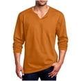 thumbnail image 3 of ZRGHAOYLQ Big and Tall Men's Solid Color V Neck Shirts Long Sleeve Casual Notch Neck Tops Comfortable Breathable Shirts for Men, 3 of 7