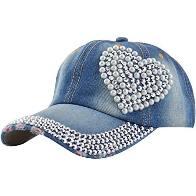 Mujeres amoroso corazón Bling Rhinestone deporte Jeans béisbol Golf gorra sombrero oso de fresa Electrónica