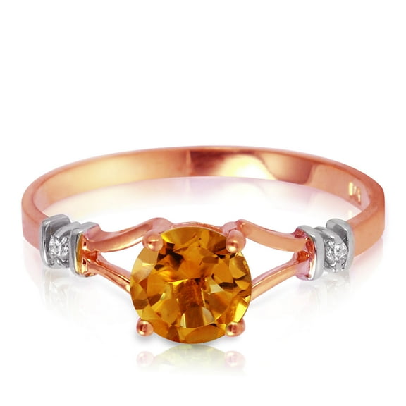 Galaxy Gold 14K Rose Gold Natural Diamonds and Citrine Ring - November Birthstone - Warmth & Prosperity - Sizes 5.5 to 11 - Fine Jewelry for Women