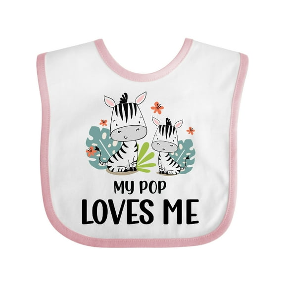 Inktastic Zebra My Pop Loves Me Boys or Girls Baby Bib