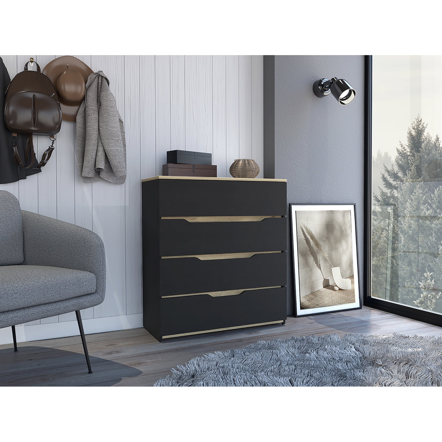 Kadyn Nursery Dresser, Four Legs, Four Drawers, One Double Drawer, Chest of Drawers for Living Room, White Storage Cabinet Kadyn Nursery Dresser, Four Legs, Four Drawers, One Double Drawer, Chest of Drawers for Living Room, White Storage Cabinet