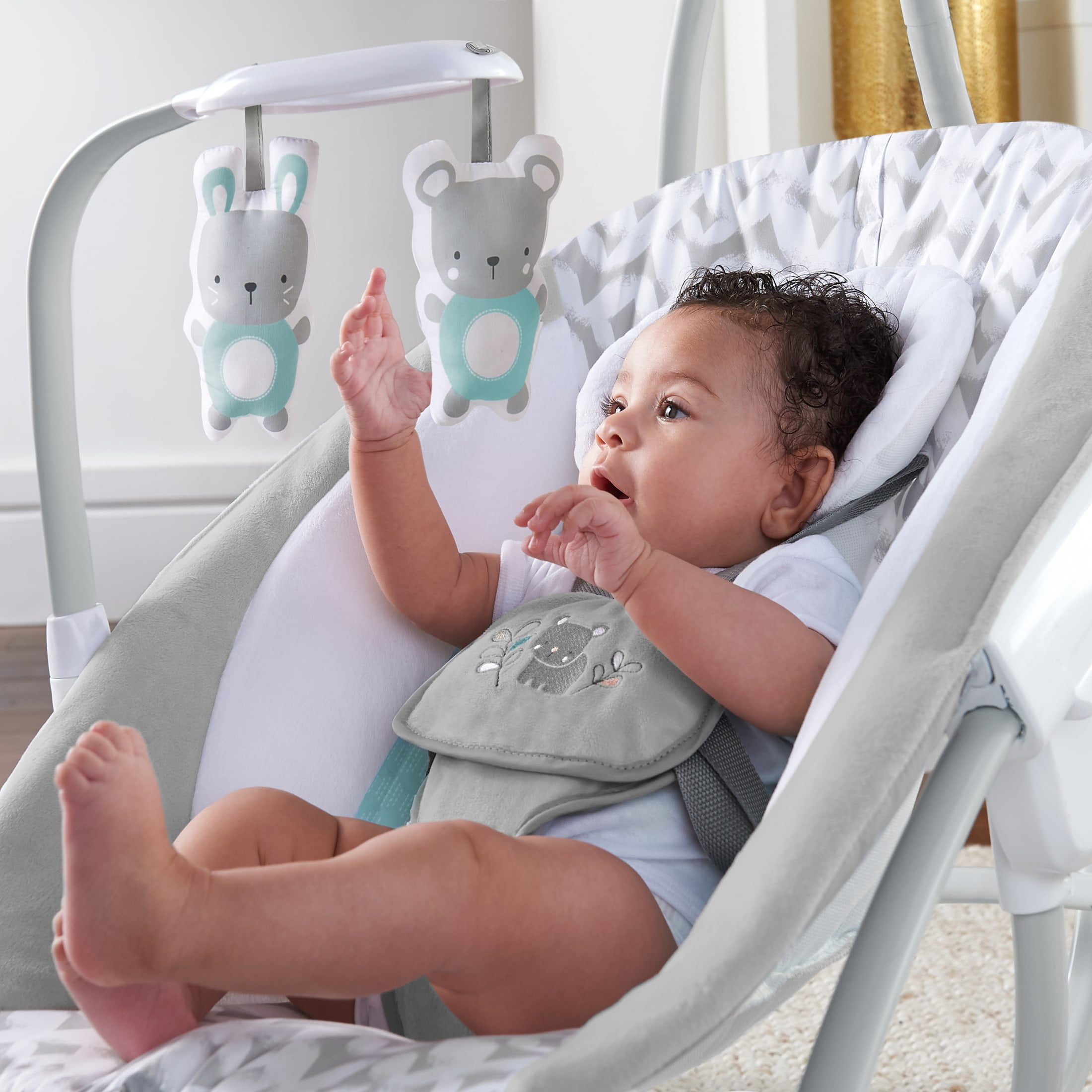 Ingenuity SimpleComfort 2-in-1 Vibrating Lightweight Baby Swing and Rocker Raylan, Gray