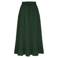 thumbnail image 4 of Clearance under 10$ Sevevn Womens Solid Color Elastic Waist Drawstring Pleated Mid Length Ruffle Skirt Beach Vacation Clothes for Women Army Green XL, 4 of 7