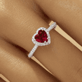 thumbnail image 3 of 6MM Heart Cut Ruby & Diamond Ring in 925 Sterling Silver - Dainty Halo July Birthstone Ring For Her, 3 of 5