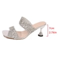 thumbnail image 5 of DIVVce Rhinestone Double Strap Kitten Heel Slides For Women Open Toe Slip On Comfort Evening Footwear, 5 of 8