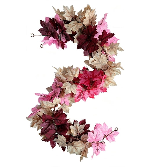 Simulation Maple Leaf Cane, Multicolor Plastic Thanksgiving Decor, 4 Kinds Maple Leaf Garland for Harvest Season Halloween Display, 67.6in