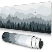 Large Mouse Pad, Full Desk XXXL Extended Gaming Mouse Mat 35" X 17", Misty Forest Design Background Mousepad Keyboard with Non-Slip Rubber Base for Gaming Office Laptop Computer,Tree