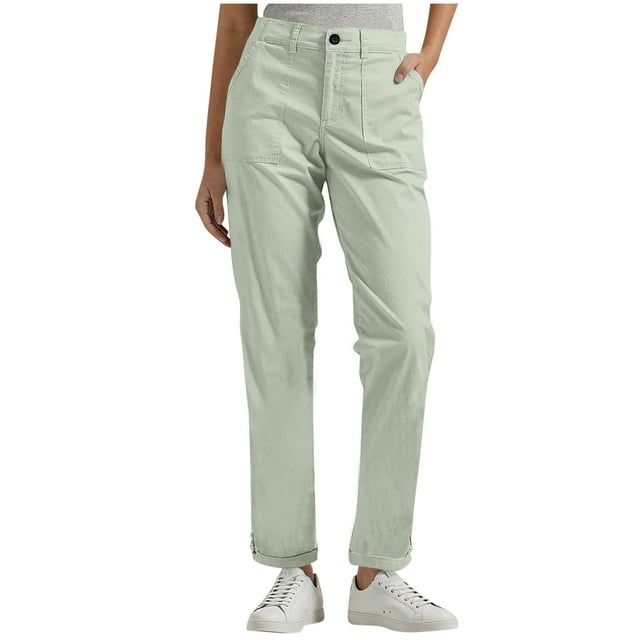 Ohufall Pantalon Cargo pour Femmes, Pantalon Décontracté à Enfiler avec Poches, Joggers Habillés pour l'Extérieur, Pantalon de Travail et de Randonnée