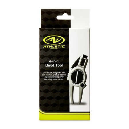 Athletic Works 4-in-1 Golf Divot Tool with Ball Marker, Club Cleaner & Groove Cleaner – Golf Accessories for Men, Women & Teens