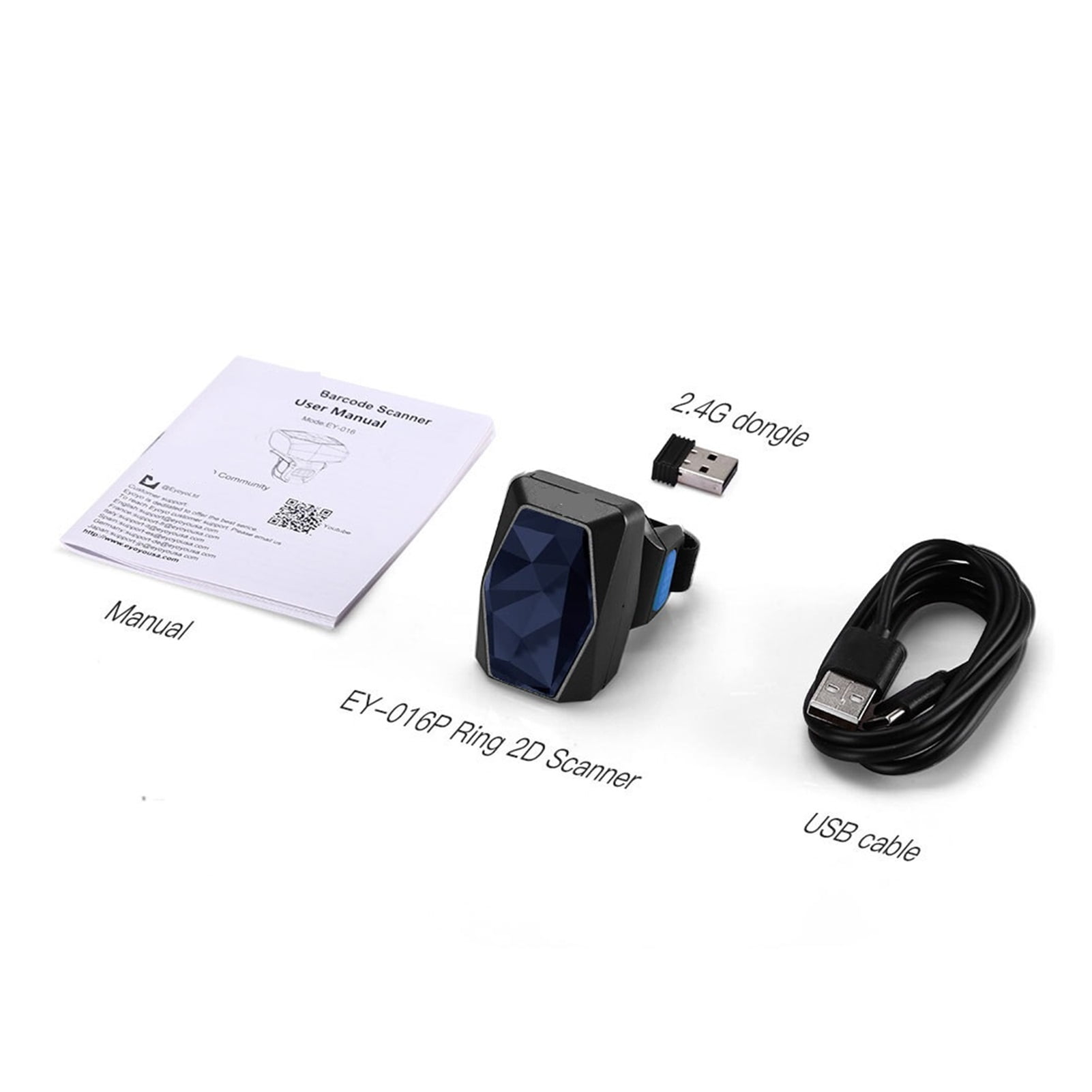 2D Wearable Ring Barcode Scanner Bluetooth 2.4G Wireless USB 3-in-1 1D QR Bar Code Reader Upgraded PDF417 Data Matrix ,Easy to Operate