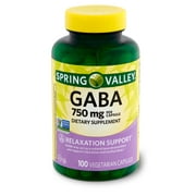 Spring Valley GABA Amino Acid Supplement, Unflavored, 1 Capsule, 100 Count