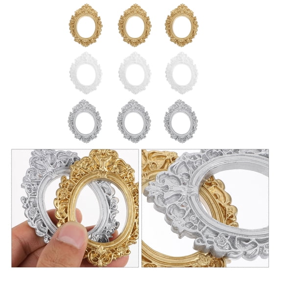 Milisten 9Pcs Compact Photo Frame Resin Props Assorted Color Decorative Frames for Phone Case Ornaments