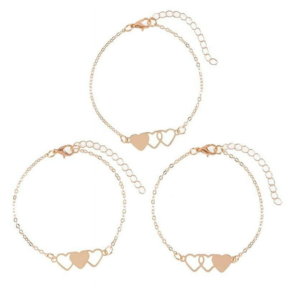 CIYISON 3Pcs/Set Heart Pendant Friendship Adjustable Bracelet for Best Friend Xmas Gifts