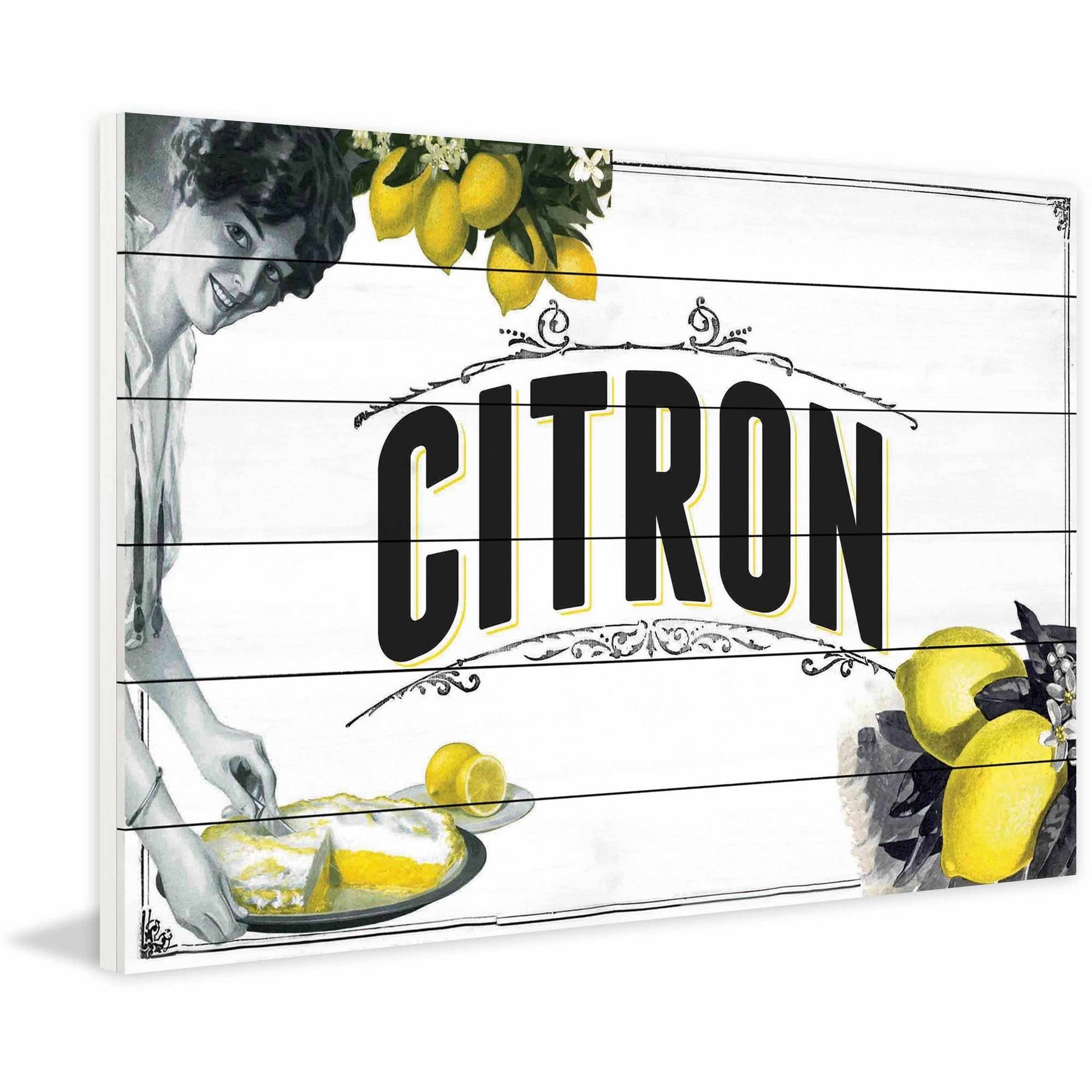 Marmont Hill "French Produce Lemon" Painting Print on White Wood