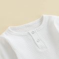 thumbnail image 3 of Baby Girl Knitted Ribbed Long Sleeve Ruffle Romper Bodysuit Onesie Tops, 3 of 6