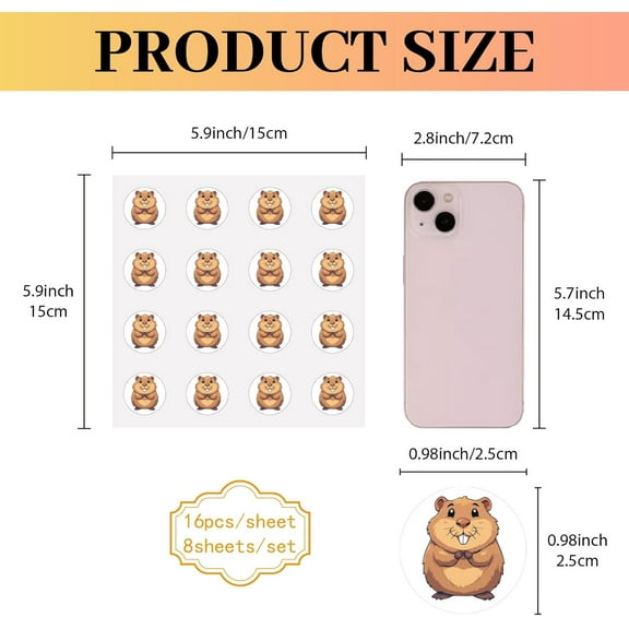 1set 8pcs Plastic Waterproof Self-Adhesive Picture Stickers Round Dot Cartoon Decals for 's Art Craft Groundhog Day 150x150mm Sticker: 25mm 8 pcs/set