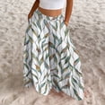 thumbnail image 4 of KDDYLITQ Flowy Pants for Women Petite Palazzo Floral Printed Loose Fit Trousers Summer Beach Wide Leg Elastic High Waisted Pants with Pockets Green 2XL, 4 of 7
