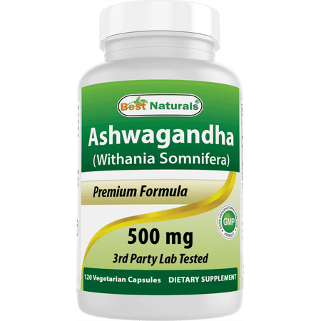 Best Naturals Ashwagandha 500 mg Veggie Capsules, Stress Support, Gluten Free, 120 Count