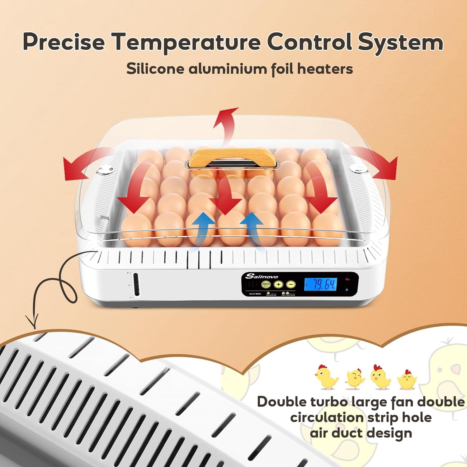 Adnoom Egg Incubator, 12 Eggs Incubator with Automatic Egg Turner and Temperature and Humidity Control,LED Display Egg Incubator for Hatching Chicken,Duck,and Goose Eggs with Kettle, Sprinkler