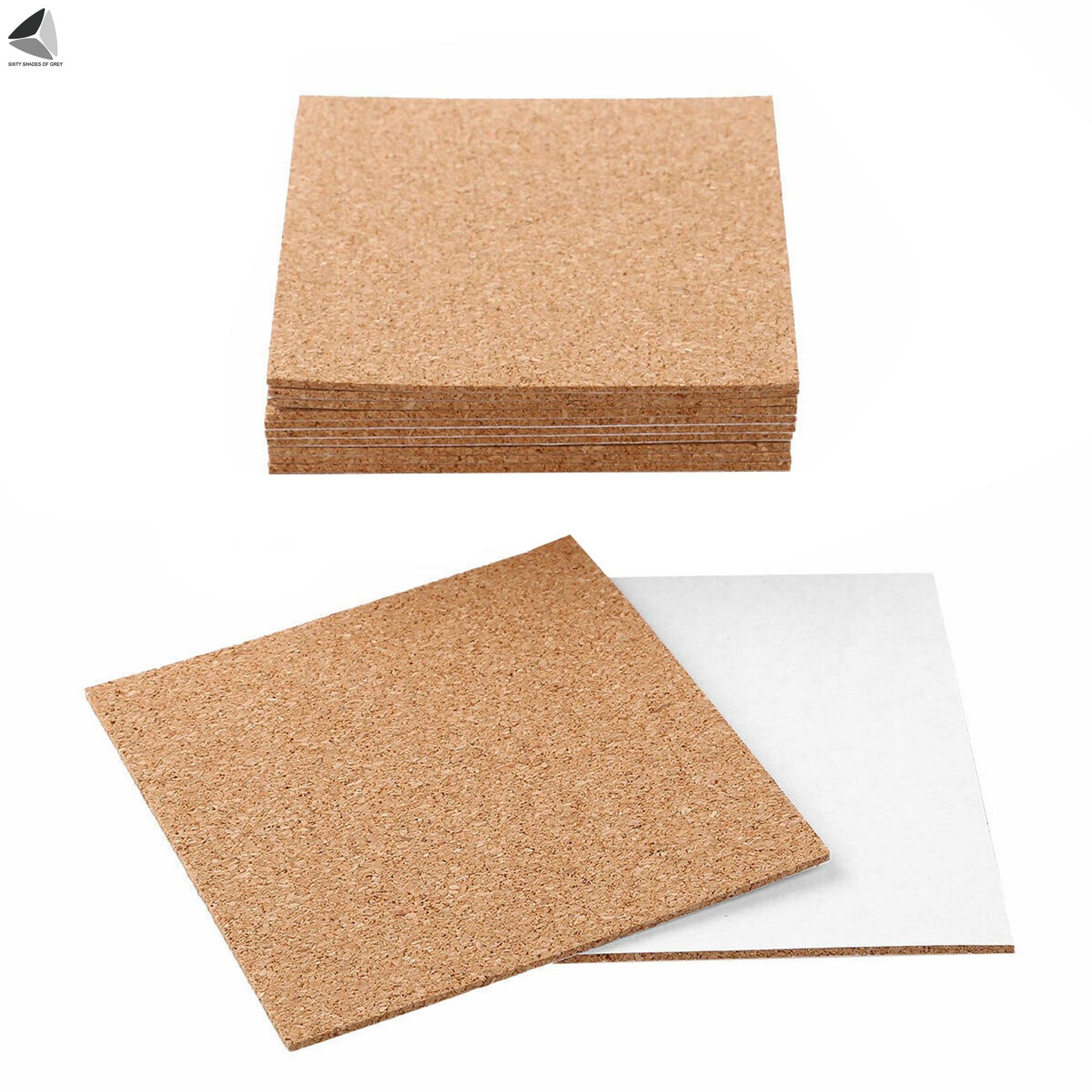 Sixtyshades 10 Pcs Self Adhesive Cork Board Tiles Natural Mini Backing  Sheets for Coasters and DIY Crafts (Square, 3.9 x 3.9 in) 